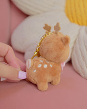 Cinnamon the Deer Keychain Plush | Kawaii Cottagecore Coquette Plush | Whimsical Pink Bow Deer Plushie