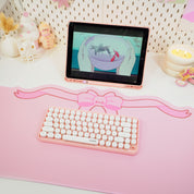 Coquette Pink Bow Desk Mat | Kawaii Gaming Mouse Pad | Cute Pastel Aesthetic Desk Decor | Katnipp Studios