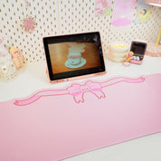 Coquette Pink Bow Desk Mat | Kawaii Gaming Mouse Pad | Cute Pastel Aesthetic Desk Decor | Katnipp Studios