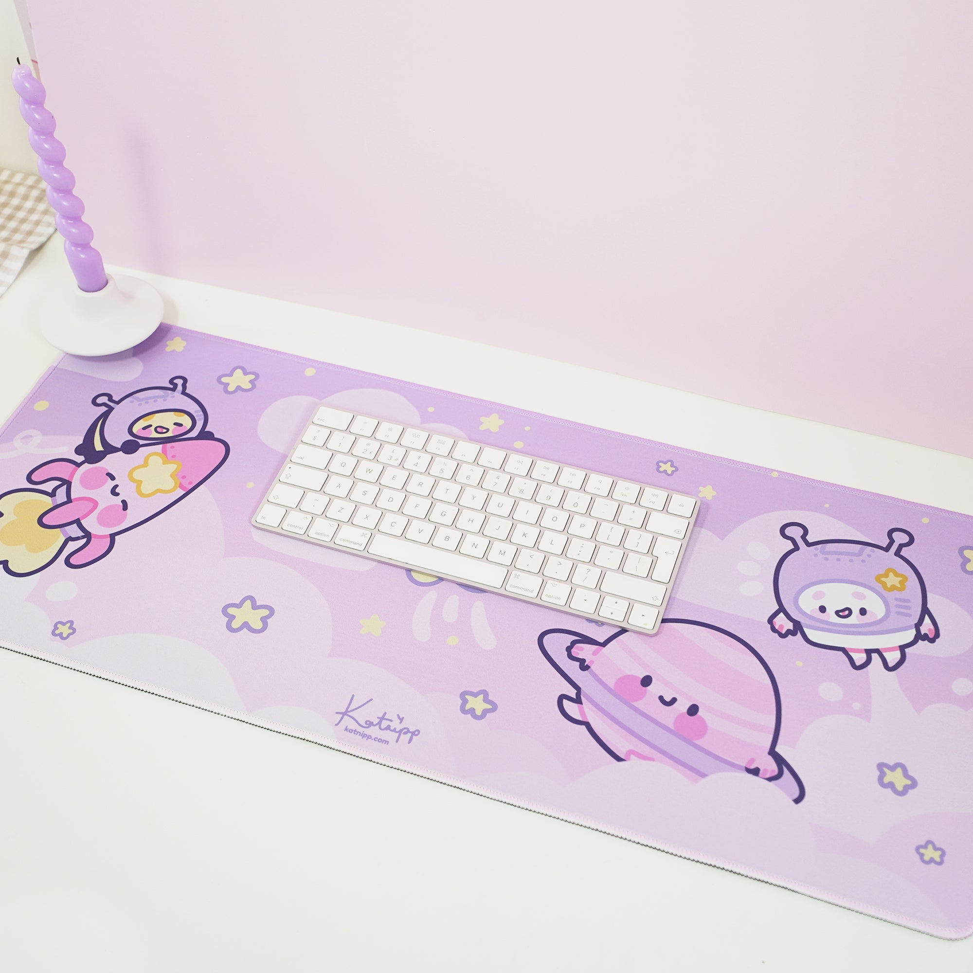 Pocket Planets Space Desk Mat | Katnipp Cosmic Mouse Pad | Kawaii Gaming Desk Decor | Katnipp Studios Desk Mat