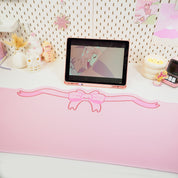 Coquette Pink Bow Desk Mat | Kawaii Gaming Mouse Pad | Cute Pastel Aesthetic Desk Decor | Katnipp Studios