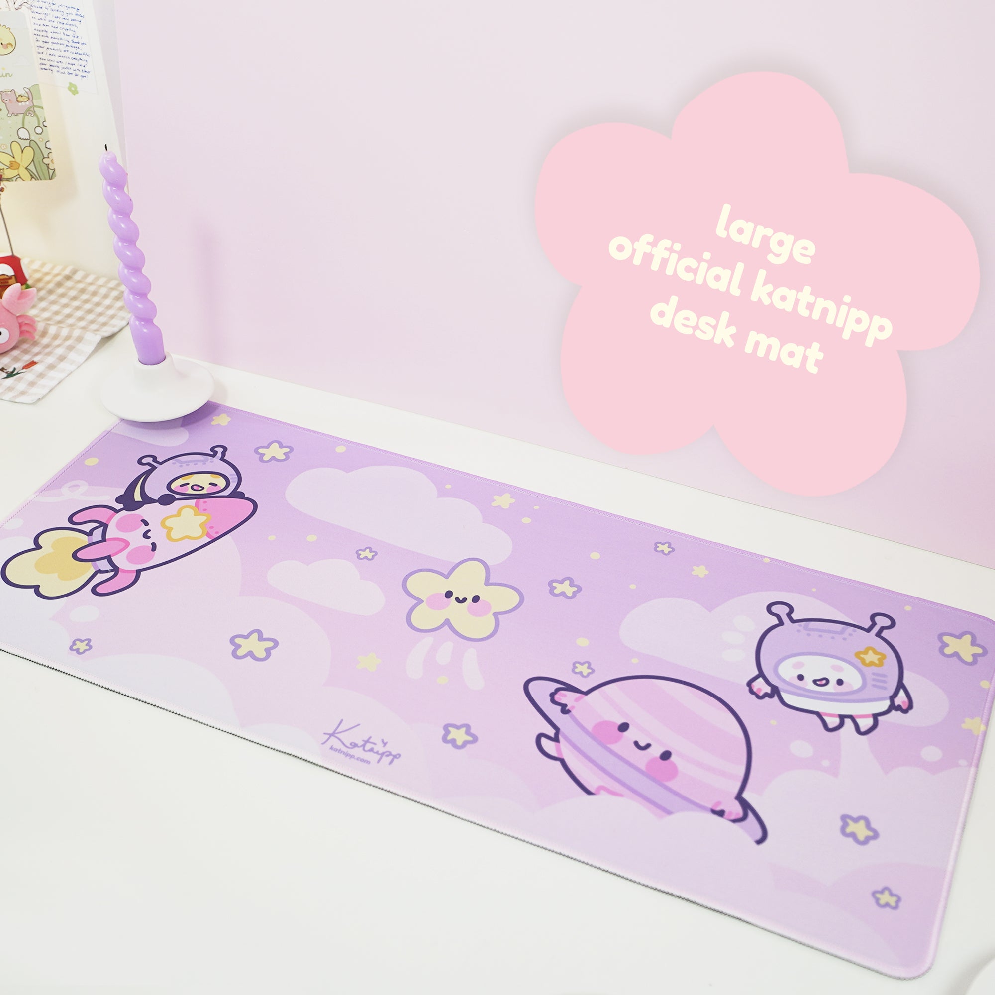 Pocket Planets Space Desk Mat | Katnipp Cosmic Mouse Pad | Kawaii Gaming Desk Decor | Katnipp Studios Desk Mat