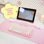 Coquette Pink Bow Desk Mat | Kawaii Gaming Mouse Pad | Cute Pastel Aesthetic Desk Decor | Katnipp Studios