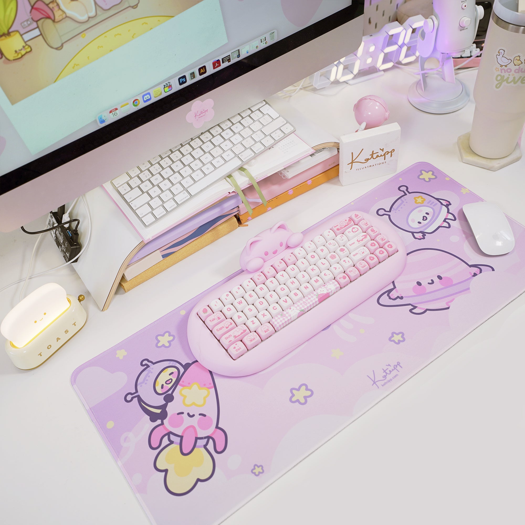 Pocket Planets Space Desk Mat | Katnipp Cosmic Mouse Pad | Kawaii Gaming Desk Decor | Katnipp Studios Desk Mat
