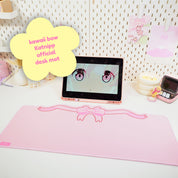 Coquette Pink Bow Desk Mat | Kawaii Gaming Mouse Pad | Cute Pastel Aesthetic Desk Decor | Katnipp Studios
