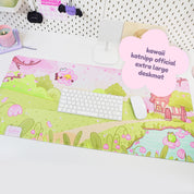 Sakura Cherry Blossom Gaming Desk Mat | Froggo & Bumblebutt Kawaii Mouse Pad | Cottagecore Spring Desk Decor | Katnipp Studios