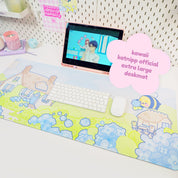 Blue Hydrangea XL Gaming Mouse Pad | Cottagecore Bumblebutt Desk Mat | Kawaii Floral Aesthetic Decor | Katnipp Studios