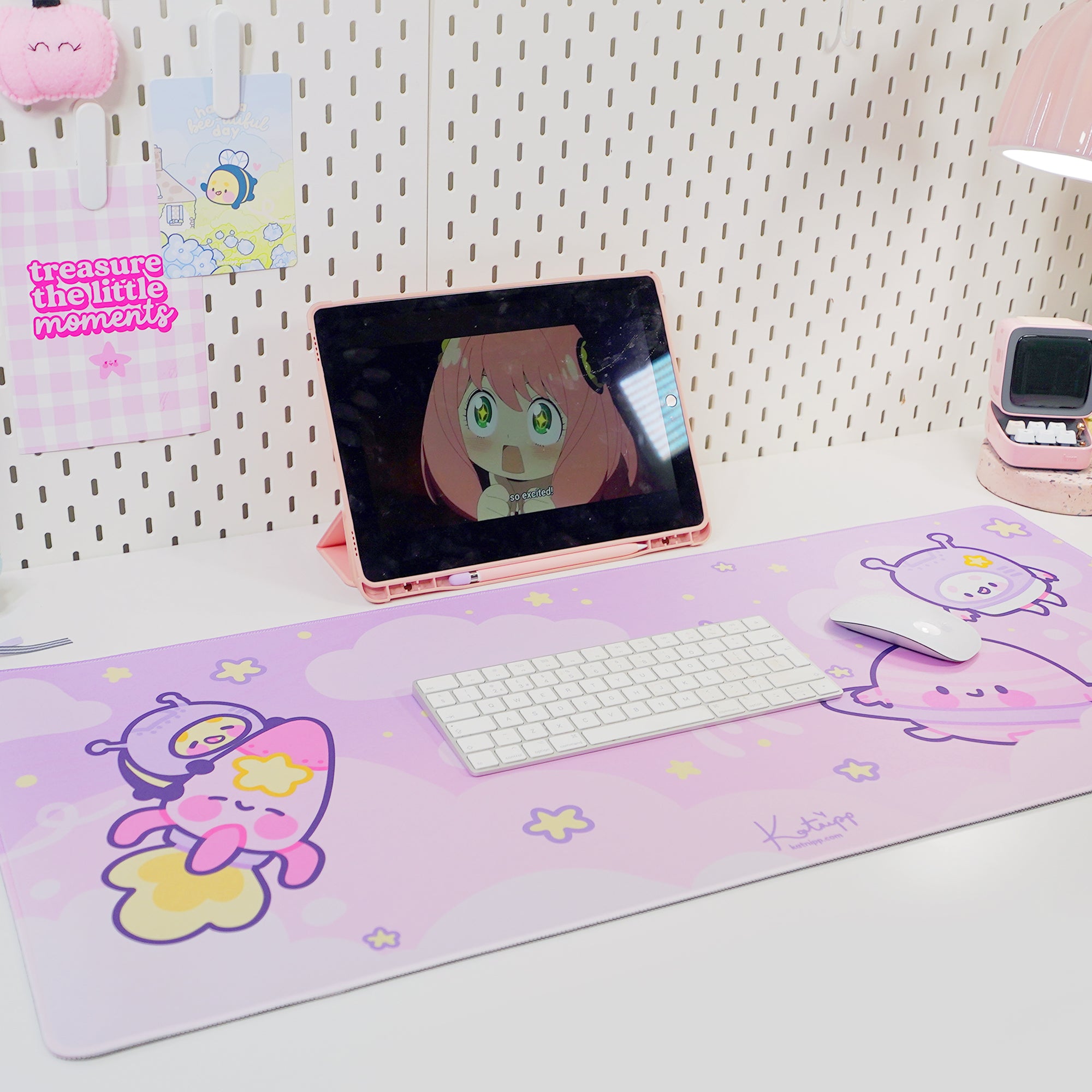 Pocket Planets Space Desk Mat | Katnipp Cosmic Mouse Pad | Kawaii Gaming Desk Decor | Katnipp Studios Desk Mat