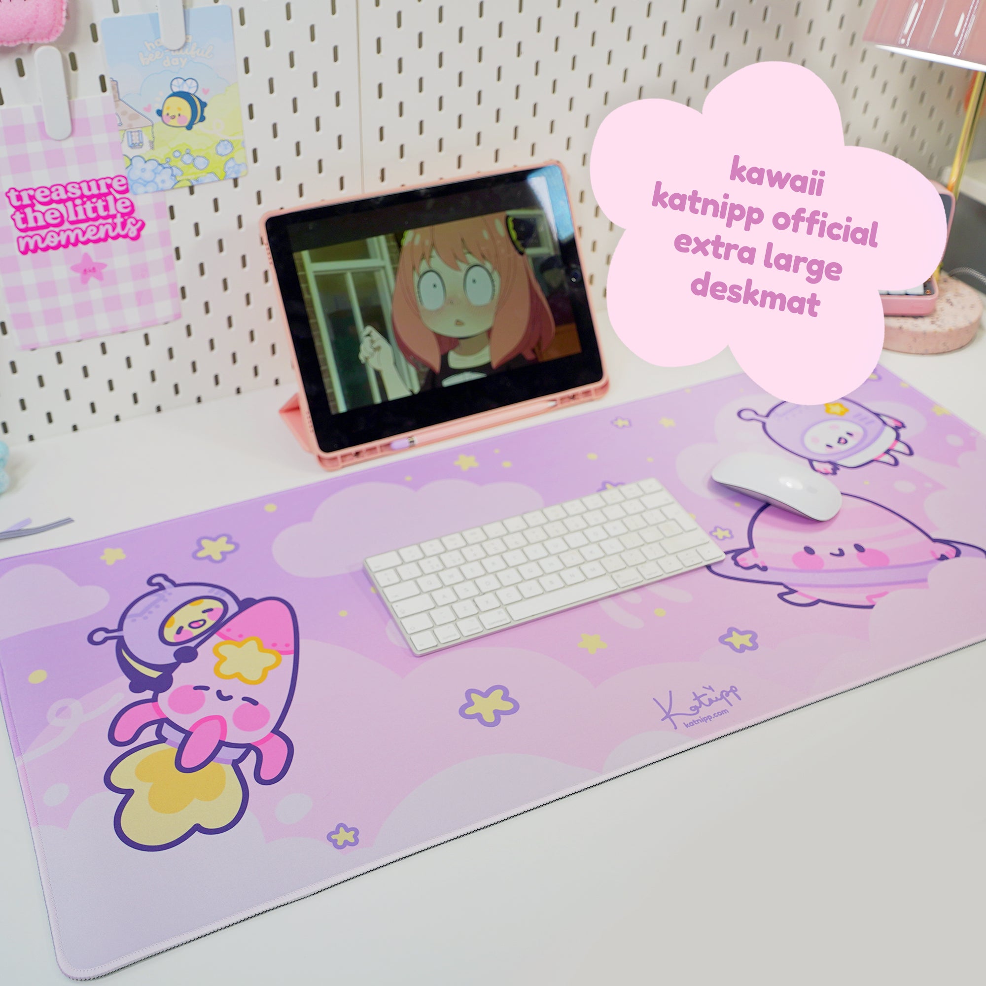 Pocket Planets Space Desk Mat | Katnipp Cosmic Mouse Pad | Kawaii Gaming Desk Decor | Katnipp Studios Desk Mat