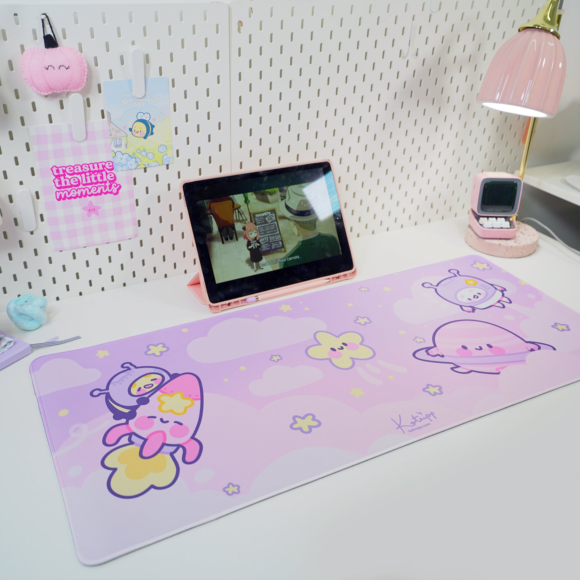 Pocket Planets Space Desk Mat | Katnipp Cosmic Mouse Pad | Kawaii Gaming Desk Decor | Katnipp Studios Desk Mat