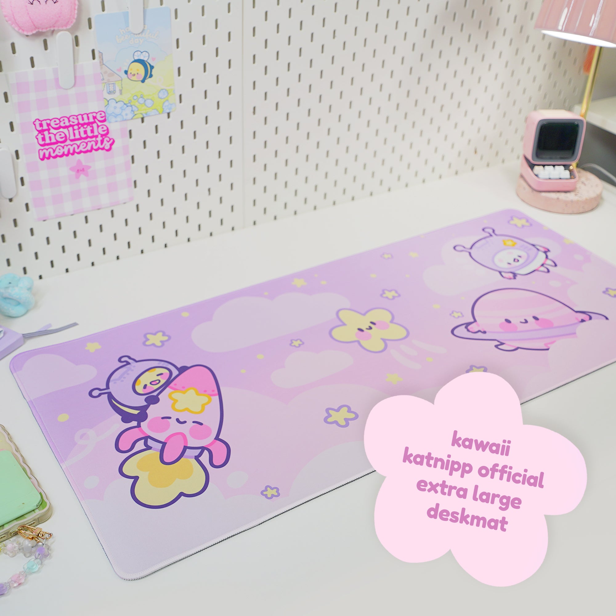 Pocket Planets Space Desk Mat | Katnipp Cosmic Mouse Pad | Kawaii Gaming Desk Decor | Katnipp Studios Desk Mat