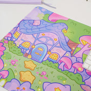 Pastel Witch Halloween Desk Mat | Bumblebutt Cottagecore Mouse Pad | Whimsical Gaming Desk Decor | Katnipp Studios
