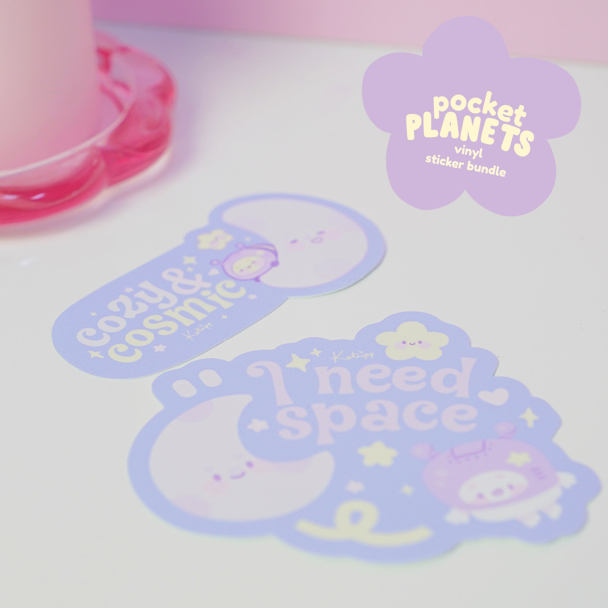 Pocket Planets Cosmic Duo Sticker Bundle | Cozy & Cosmic + I Need Space Vinyl Set