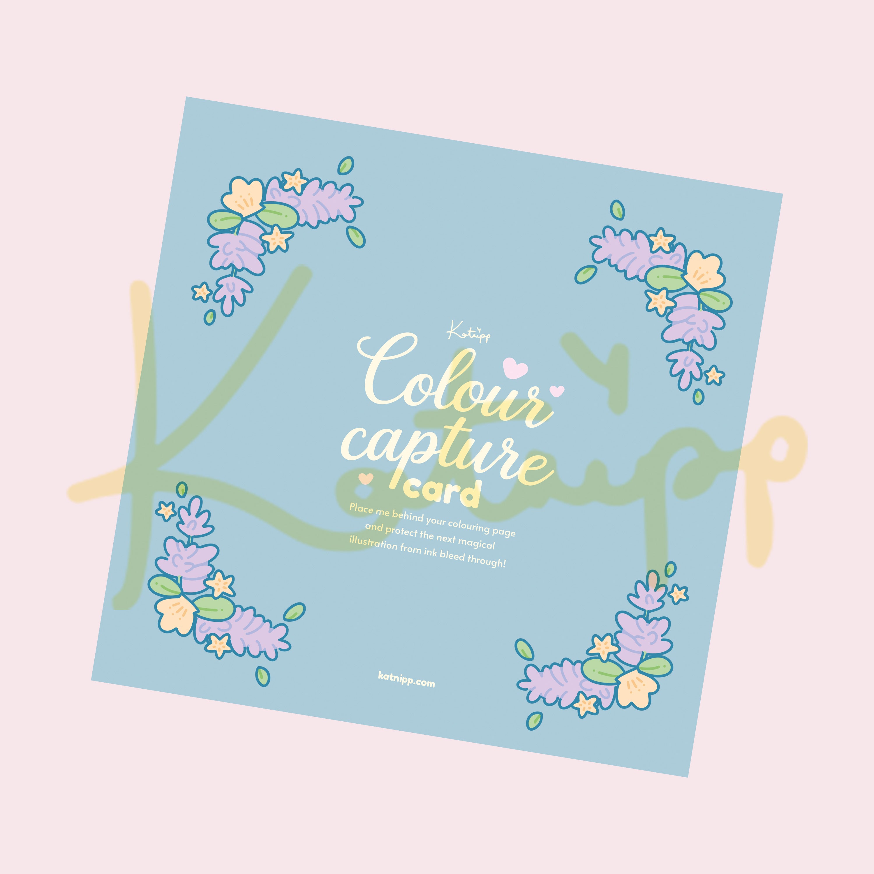 Katnipp Sunnie's Summer Colour Capture Card | Adult Colouring Book Bleed Protection Card | Marker Protection Sheet