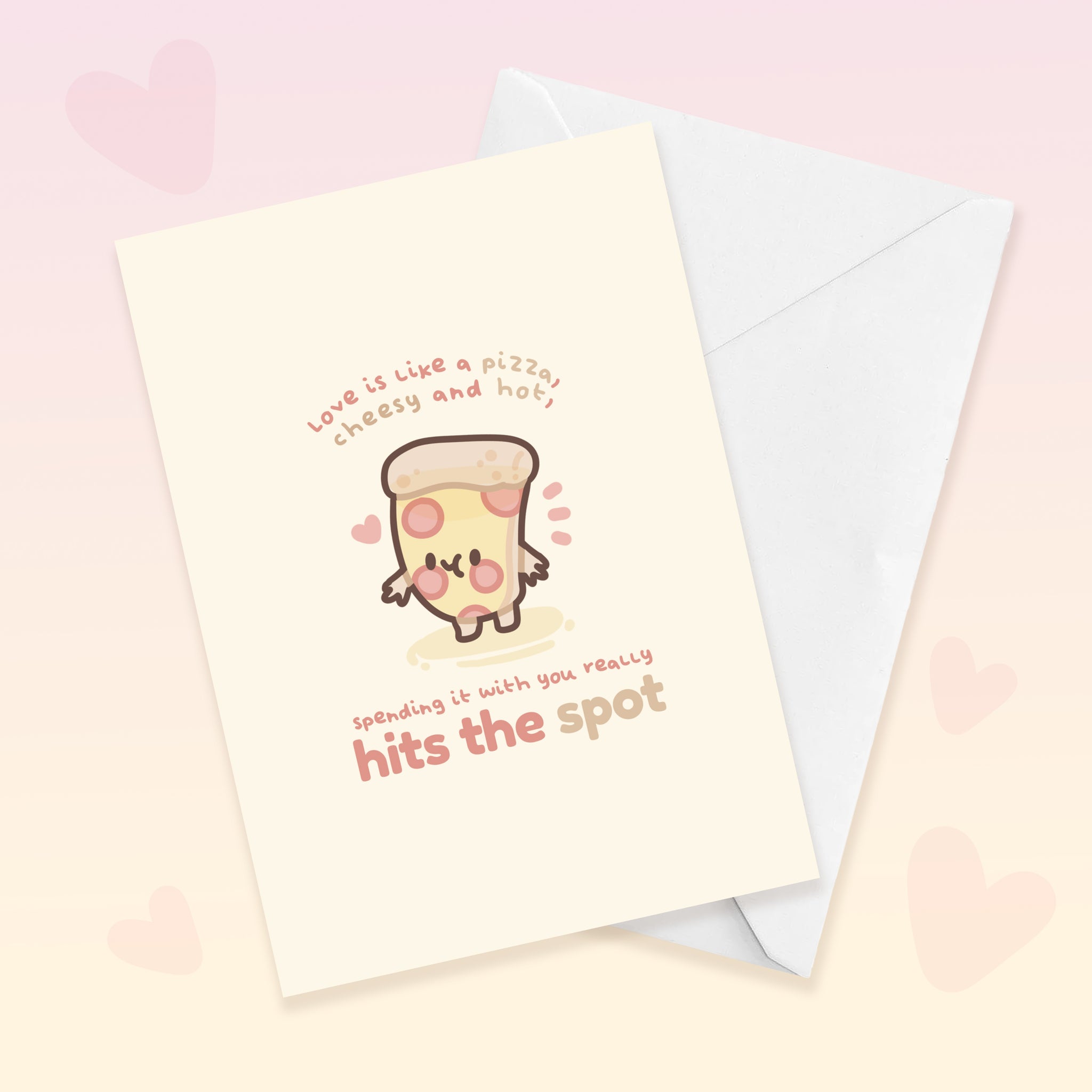 Love Is Like A Pizza Kawaii Valentines Card - GC001