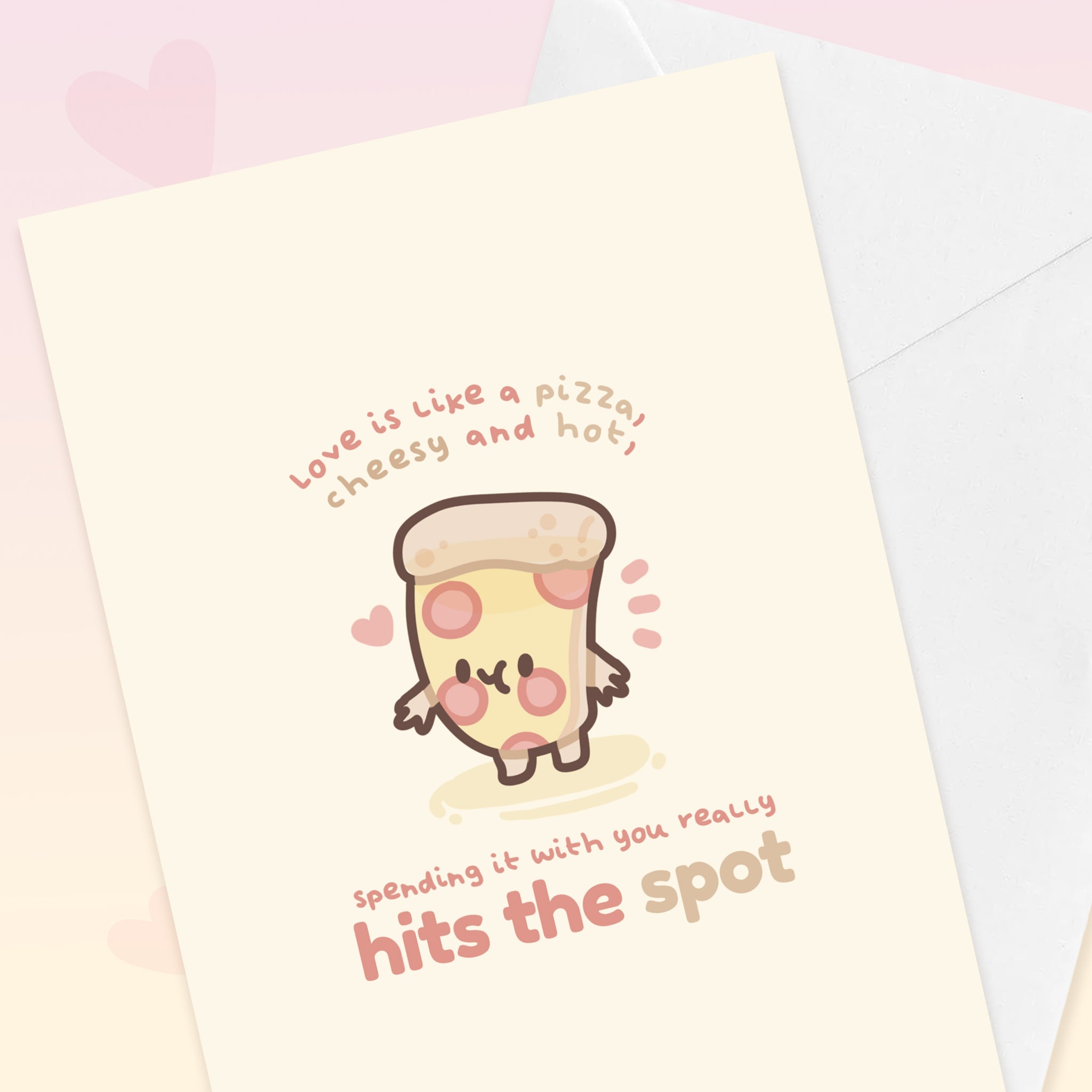 Love Is Like A Pizza Kawaii Valentines Card - GC001