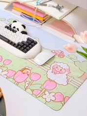Sugapuff Sheep Gaming Desk Mat | Whimsical Spring Cottagecore Mouse Pad | Katnipp Pastel Spring Collection