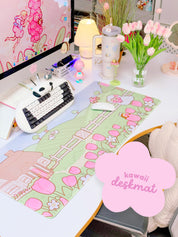 Sugapuff Sheep Gaming Desk Mat | Whimsical Spring Cottagecore Mouse Pad | Katnipp Pastel Spring Collection