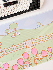 Sugapuff Sheep Gaming Desk Mat | Whimsical Spring Cottagecore Mouse Pad | Katnipp Pastel Spring Collection
