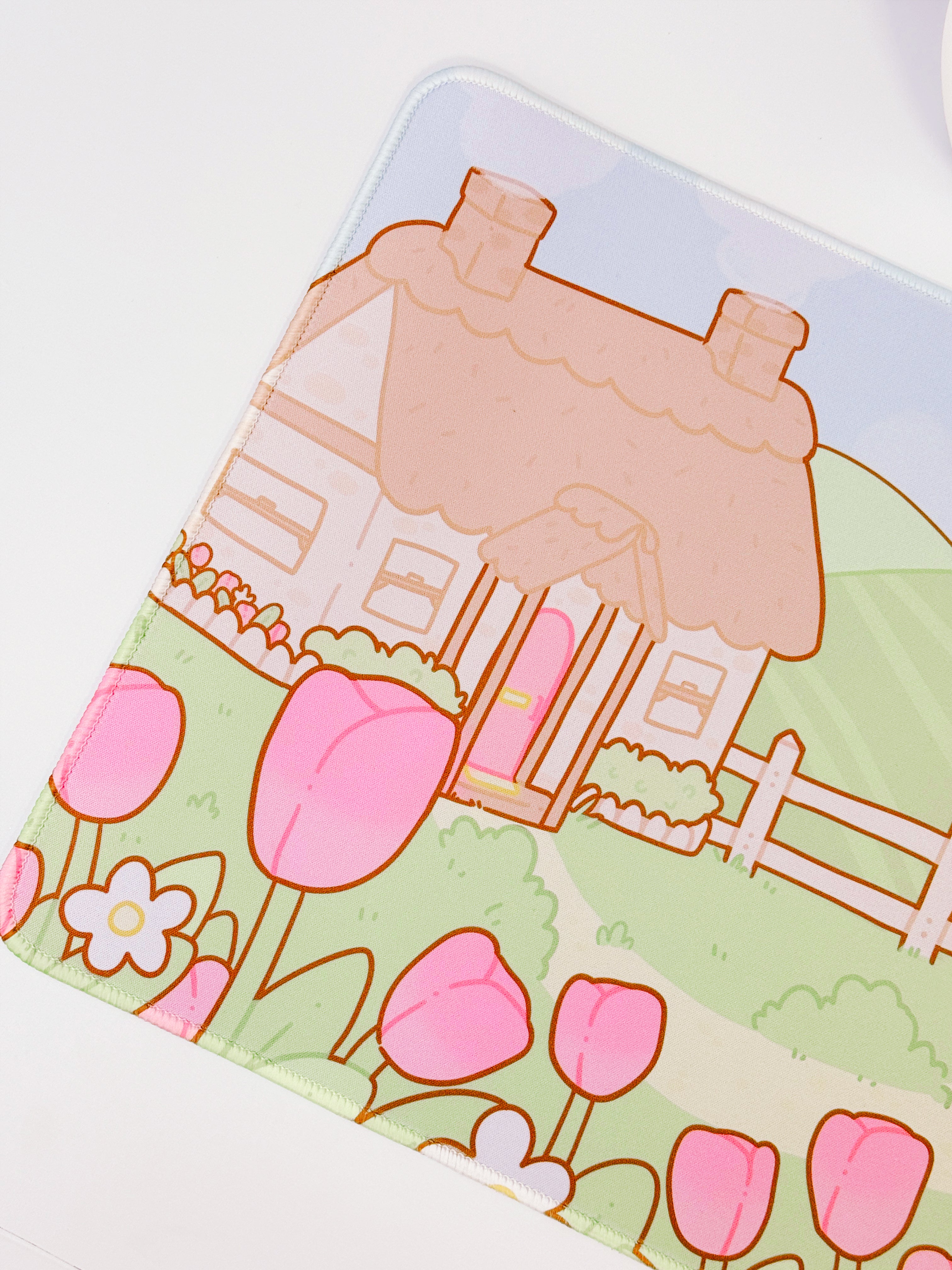 Sugapuff Sheep Gaming Desk Mat | Whimsical Spring Cottagecore Mouse Pad | Katnipp Pastel Spring Collection