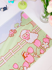 Sugapuff Sheep Gaming Desk Mat | Whimsical Spring Cottagecore Mouse Pad | Katnipp Pastel Spring Collection