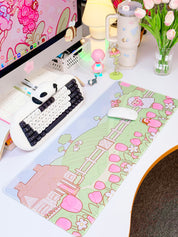 Sugapuff Sheep Gaming Desk Mat | Whimsical Spring Cottagecore Mouse Pad | Katnipp Pastel Spring Collection
