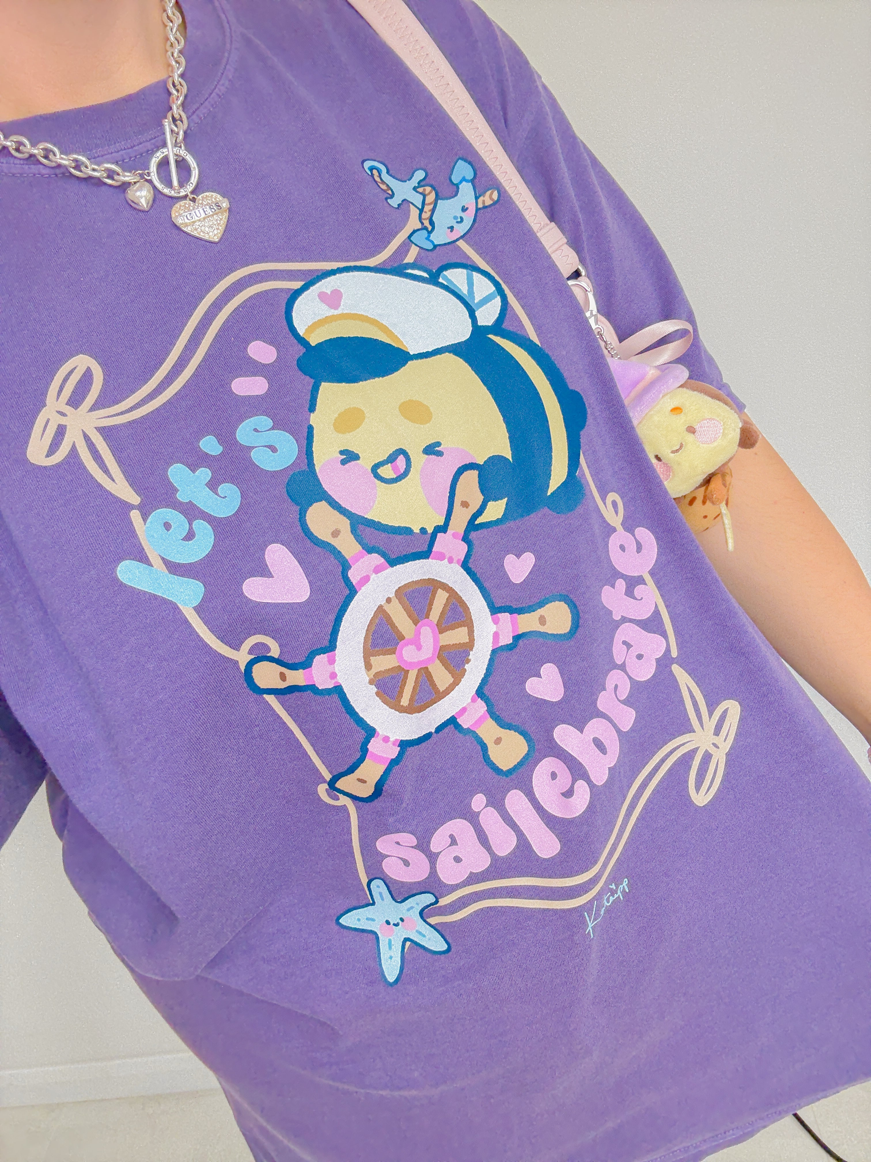 Let’s Sailebrate | Kawaii Captain Bumblebutt T-Shirt | Comfort Colours Heavyweight Tee | Y2K Pastel Ocean Aesthetic 🐝⭐