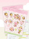 Bumblebutt Sakura A5 sticker sheet featuring cute bumblebee and cherry blossom designs. Waterproof vinyl stickers for planners, journals, and more, double