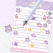 A5 Cute Celestial Label Sticker Sheet | Kawaii Space Planner Stickers | LB007 Katnipp character product