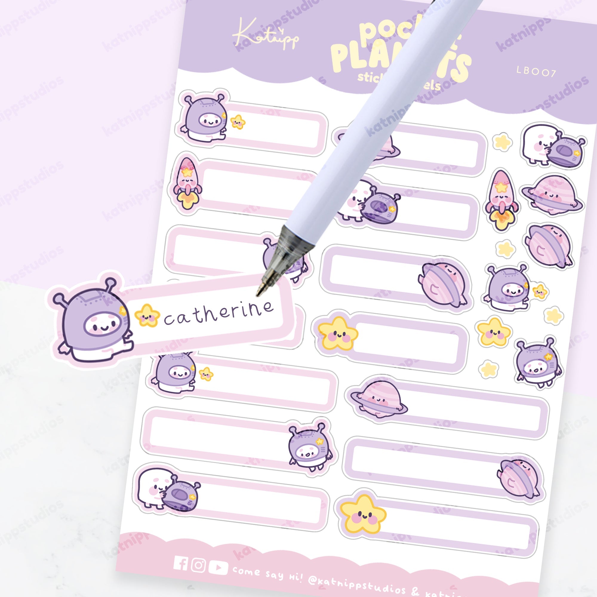 A5 Cute Celestial Label Sticker Sheet | Kawaii Space Planner Stickers ...