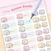 Answer Emails Sticker Sheet | A6 Kawaii Planner Stickers | MISC 003 Katnipp character product
