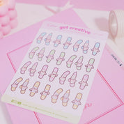 Artist Marker Pen Sticker Sheet | A6 Kawaii Pastel Art Stickers | ART 003 Katnipp character product