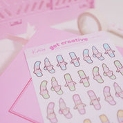 Artist Marker Pen Sticker Sheet | A6 Kawaii Pastel Art Stickers | ART 003 Katnipp character product