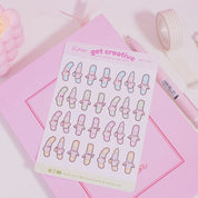 Artist Marker Pen Sticker Sheet | A6 Kawaii Pastel Art Stickers | ART 003 Katnipp character product