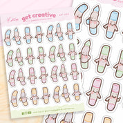 Artist Marker Pen Sticker Sheet | A6 Kawaii Pastel Art Stickers | ART 003 Katnipp character product