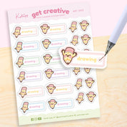 Artist Pencil Sticker Sheet | Kawaii Drawing Planner Stickers | ART002 Katnipp character product