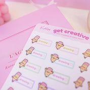 Artist Pencil Sticker Sheet | Kawaii Drawing Planner Stickers | ART002 Katnipp character product