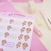 Artist Pencil Sticker Sheet | Kawaii Drawing Planner Stickers | ART002 Katnipp character product