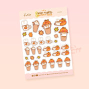 Autumn A6 Sticker Sheet Bundle | 4 Kawaii Pumpkin Planner Sheets | PPBUN001 Katnipp character product