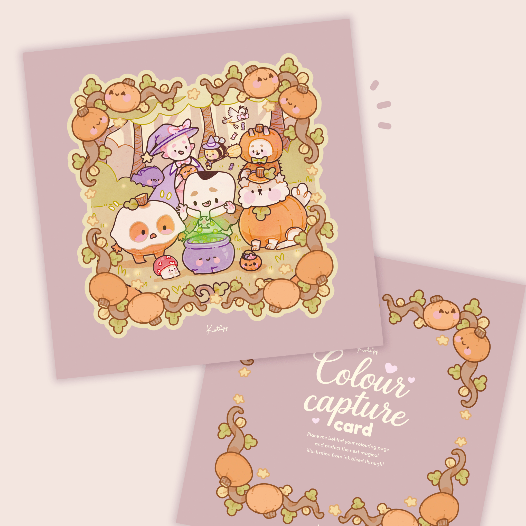 Autumn Colour Capture Card | Cute Colouring Book Page Protector | Katnipp Katnipp character product