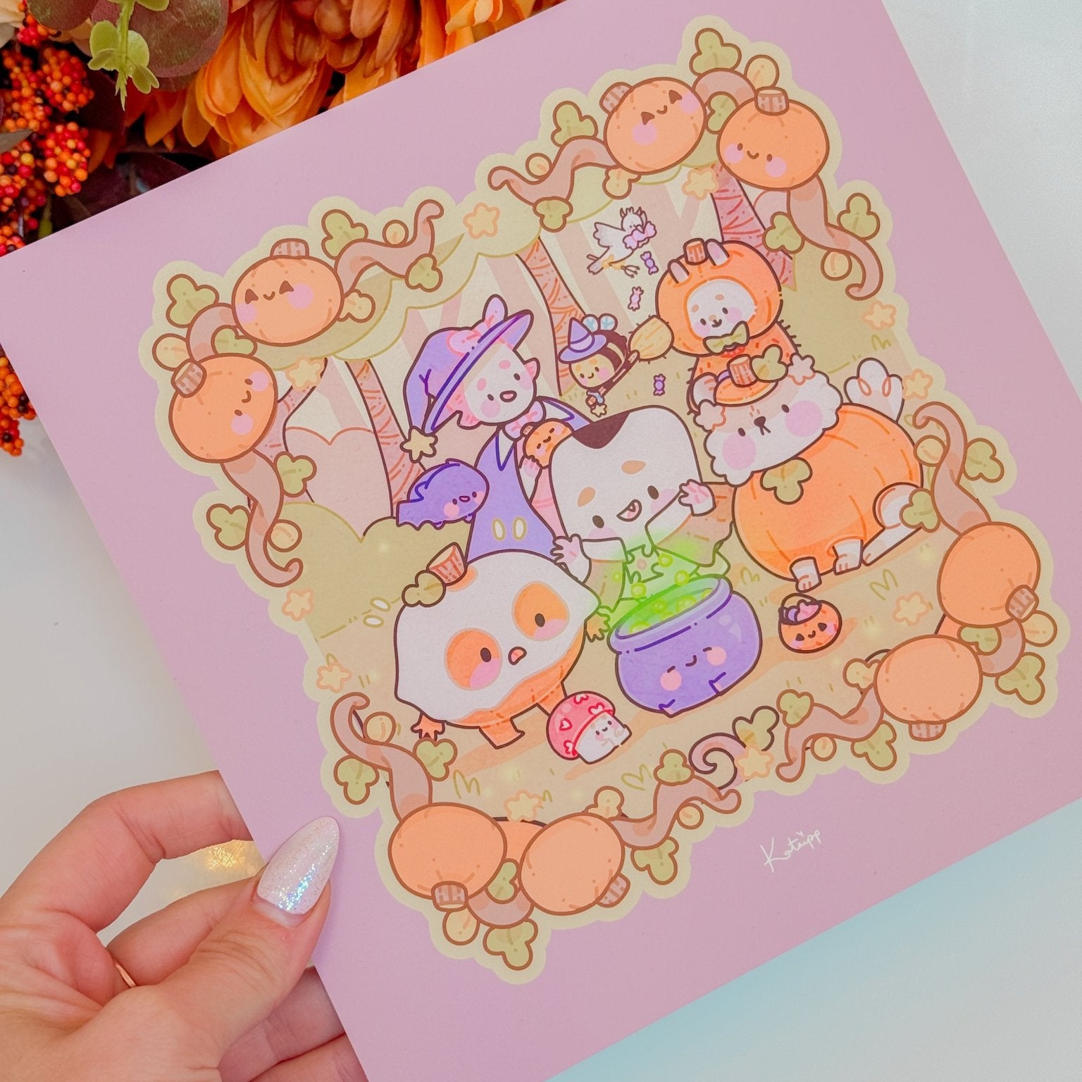 Autumn Colour Capture Card | Cute Colouring Book Page Protector | Katnipp Katnipp character product