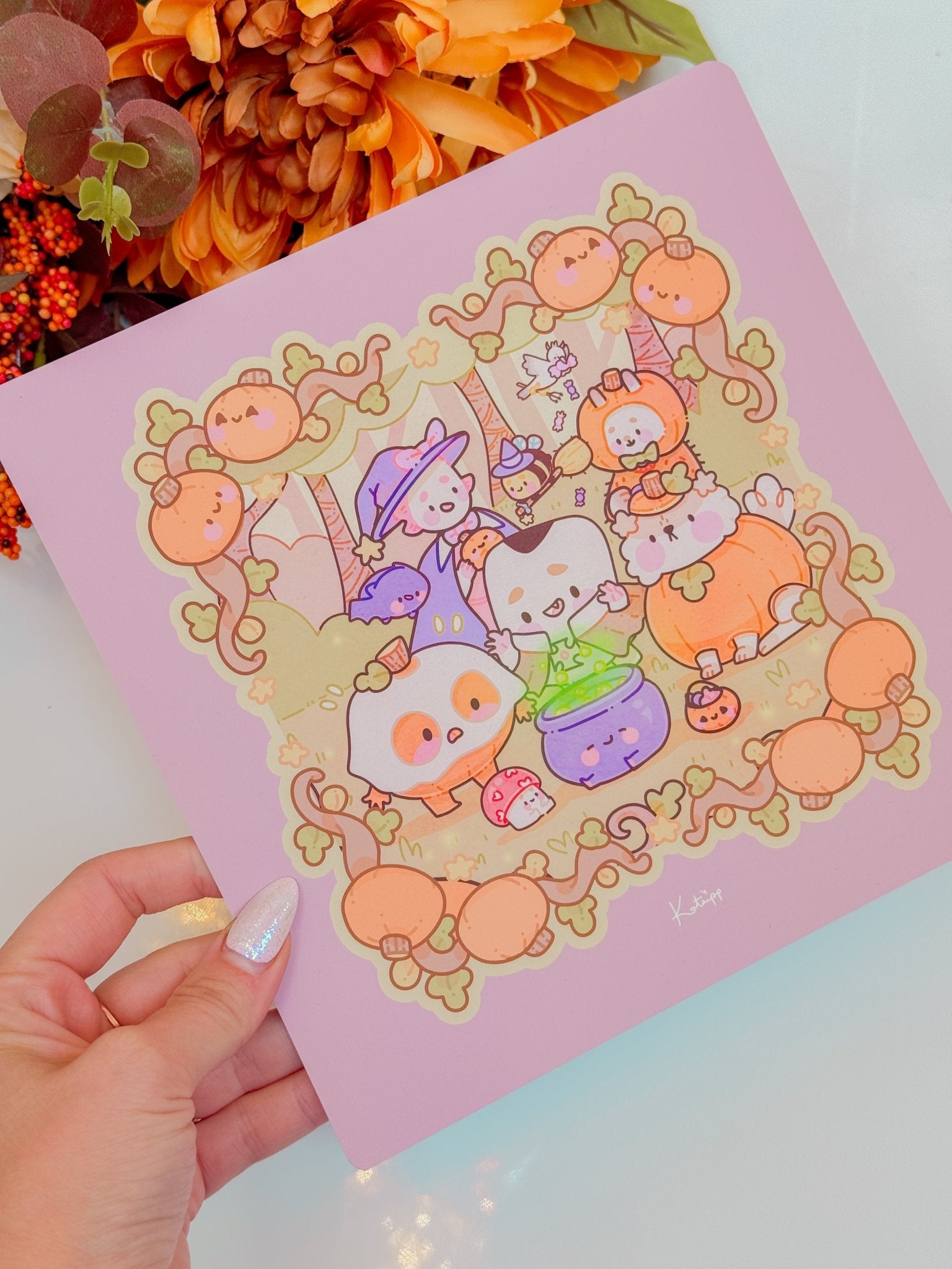 Autumn Colour Capture Card | Cute Colouring Book Page Protector | Katnipp Katnipp character product