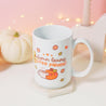 Autumn Leaves and Coffee Please Mug | Kawaii Pumpkin Design | Cozy Fall Coffee Mug, Seasonal Drinkware - Katnipp Studios