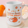 Autumn Leaves and Coffee Please Mug | Kawaii Pumpkin Design | Cozy Fall Coffee Mug, Seasonal Drinkware - Katnipp Studios