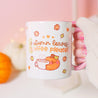 Autumn Leaves & Coffee Please! Mug - Handprinted Ceramic Mug with Original Katnipp Illustration, forth