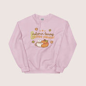 Autumn Leaves & Coffee Please Kawaii Sweatshirt | Cozy Fall Jumper | Cute Seasonal Aesthetic Sweater Katnipp character product
