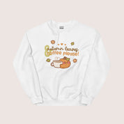 Autumn Leaves & Coffee Please Kawaii Sweatshirt | Cozy Fall Jumper | Cute Seasonal Aesthetic Sweater Katnipp character product
