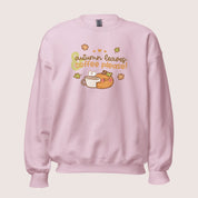 Autumn Leaves & Coffee Please Kawaii Sweatshirt | Cozy Fall Jumper | Cute Seasonal Aesthetic Sweater Katnipp character product