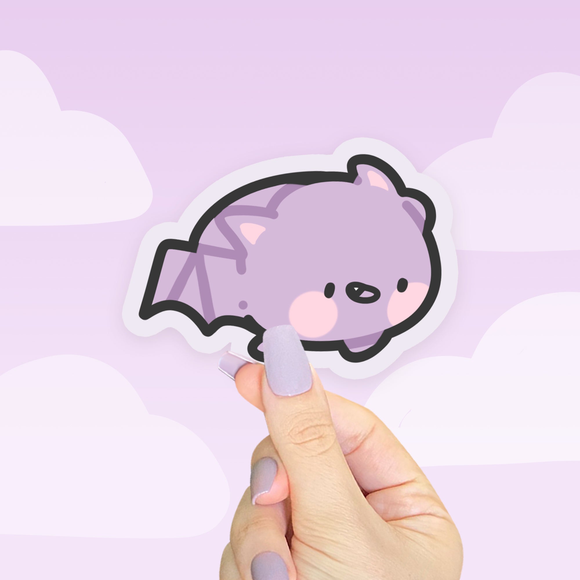 Bartholomew the Bat Die-Cut Sticker | Kawaii Gothic Halloween Sticker | Spooky Sticker Decor - Katnipp Studios