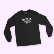 Bartholomew the Bat & Fluffy the Spider Long Sleeve T-Shirt | Creepy Chic Quote | Gothic Purple Rose Halloween Apparel Katnipp character product